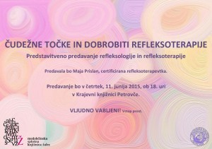 Čudežne točke in dobrobiti refleksoterapije @ Krajevna knjižnica Petrovče